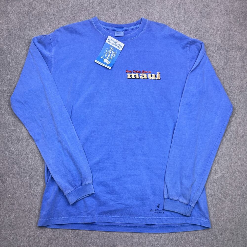 nwi crazy shirts blue hawaii dyed shirt‎ blue cotton long sleeve mens medium